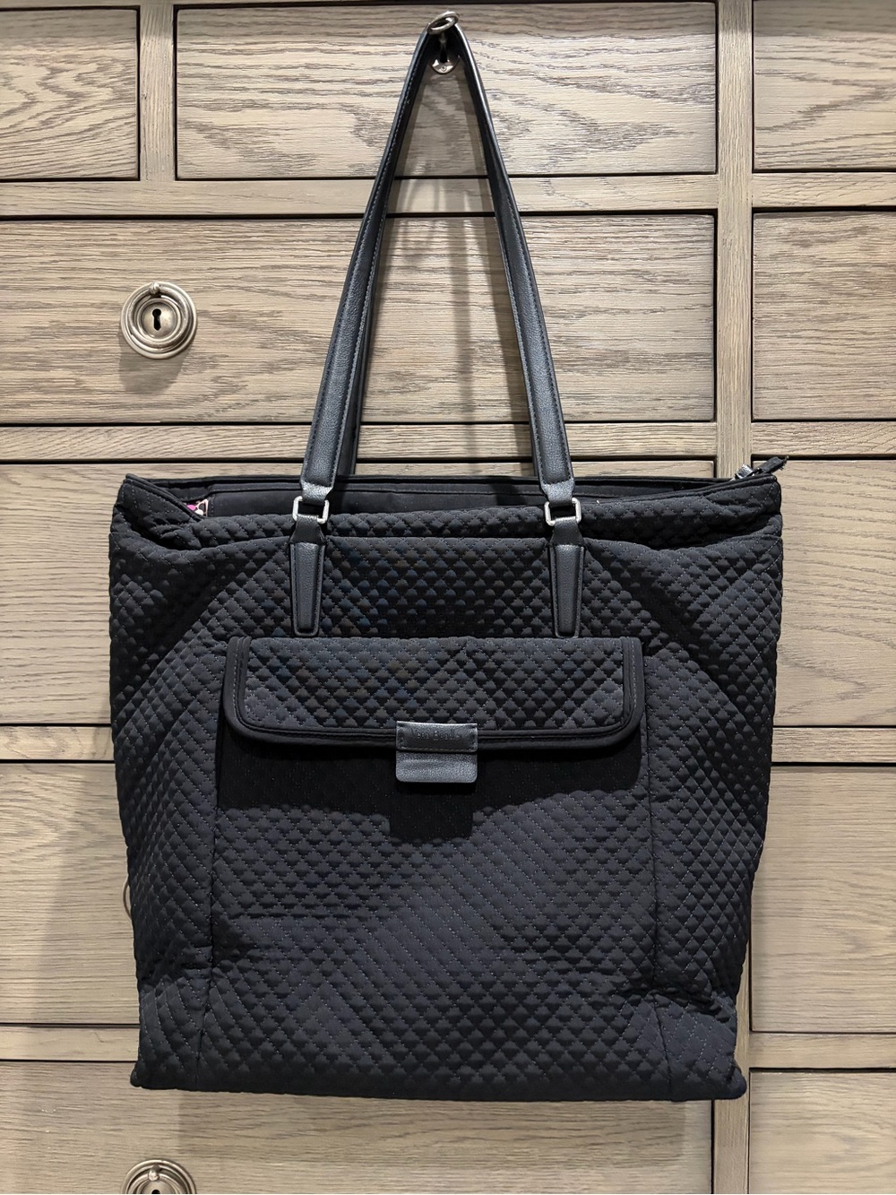 Vera Bradley Quilted Travel Tote Bag w/ Front Pocket, Slides Over Luggage Handle